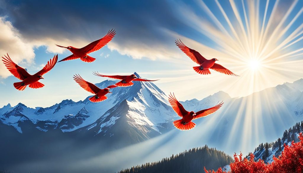 Spiritual connection with red birds