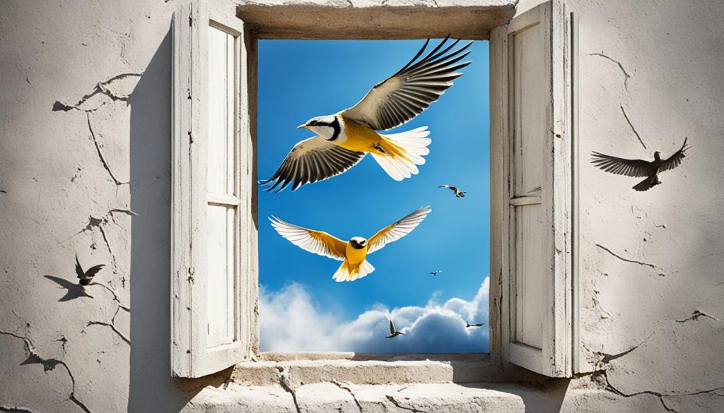 spiritual meaning of a bird flies into window